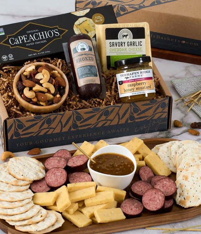 Sausage, Cheese and Crackers Basket