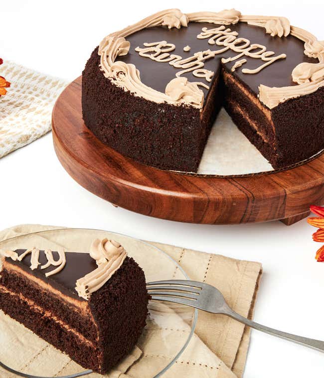 A chocolate birthday cake with 
