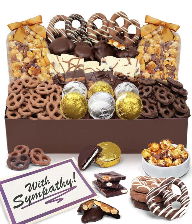 With Sympathy - Belgian Chocolate Covered Snack Tray