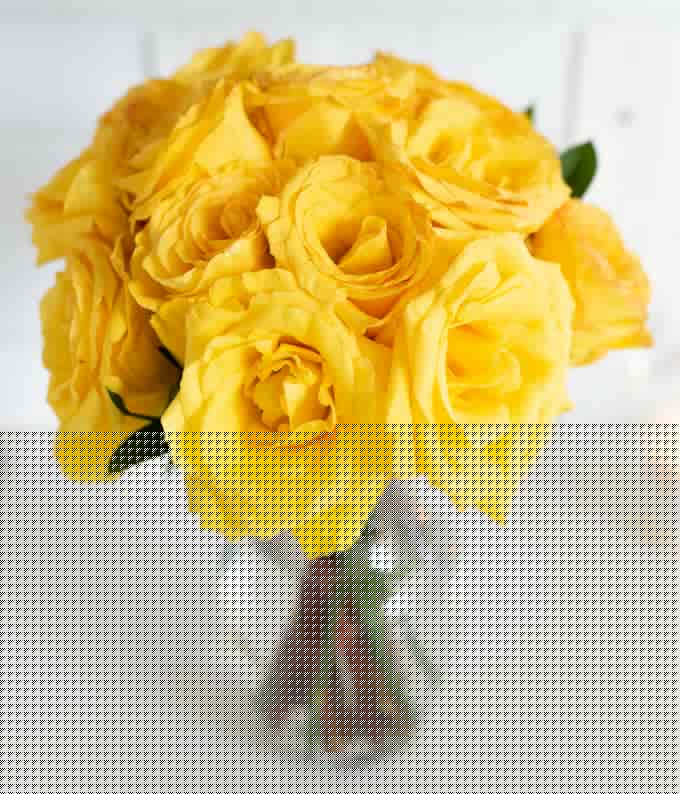 One Dozen Yellow Roses with Clear Glass Vase