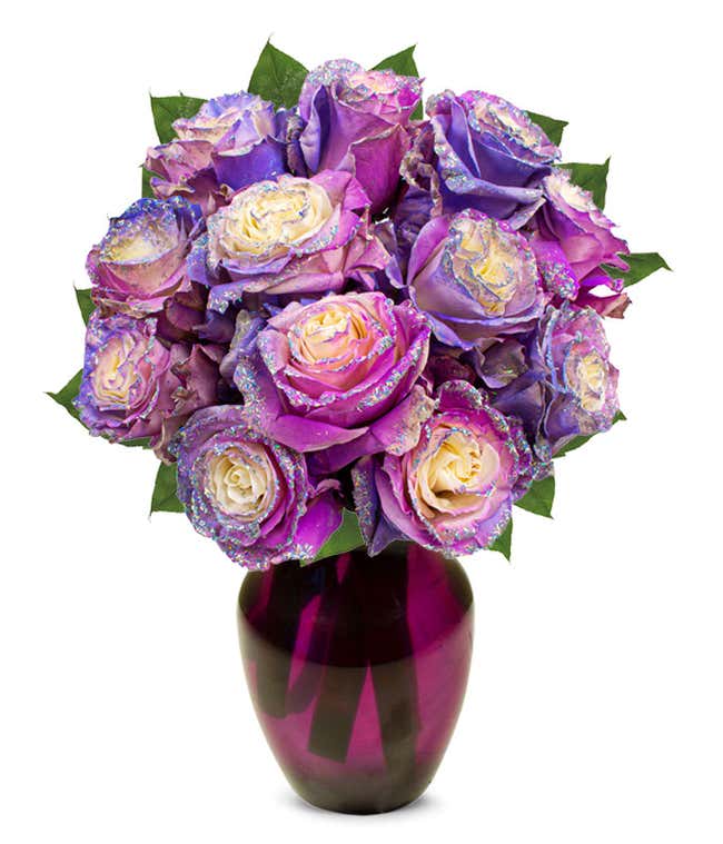 Purple Pastel Glitter Roses 