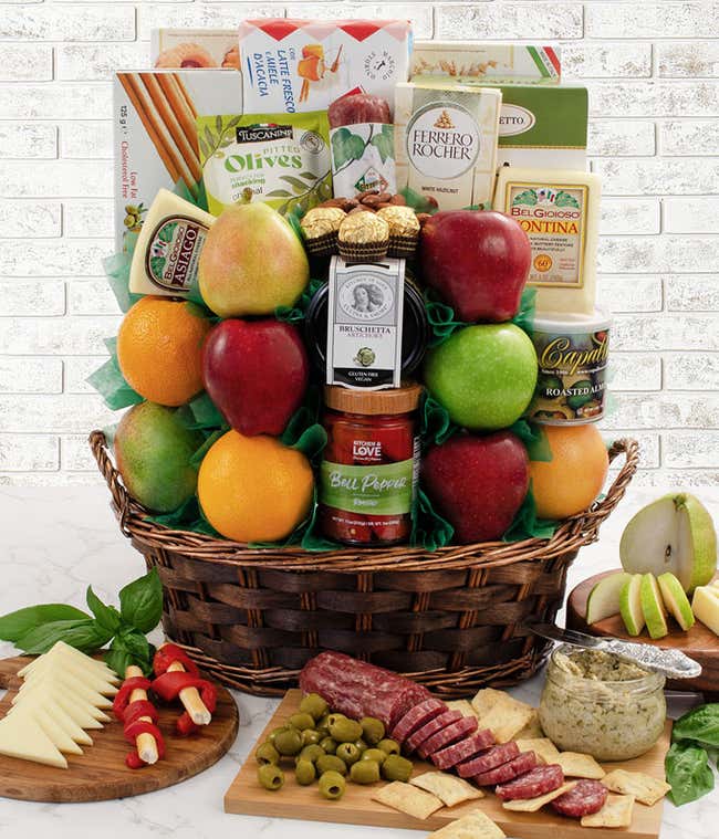 Italian Delicacies Fruit &amp; Gourmet Gift Basket